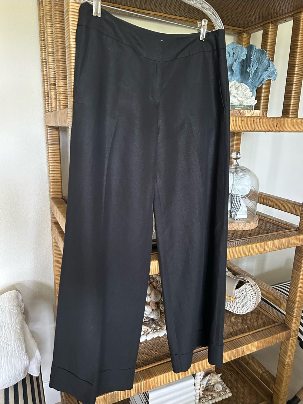Loft Black Wide Leg Linen Pants
